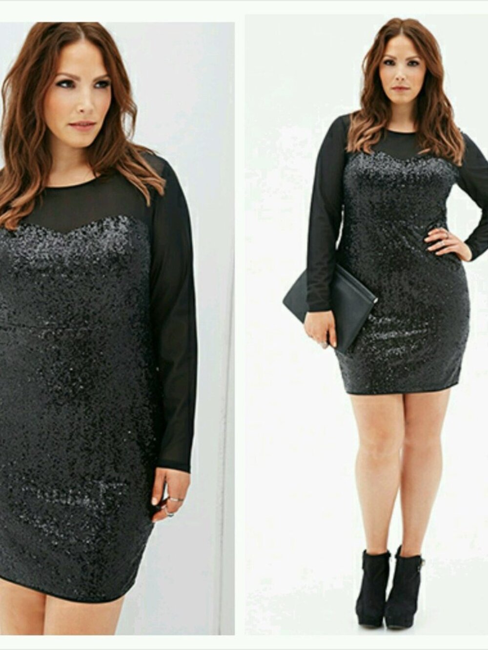 Forever 21 Plus Size Black sequin Mesh Bodycon Zipper Party Dress 0X/XL
